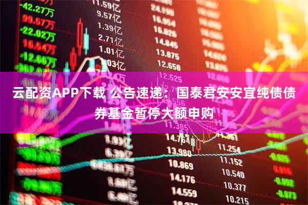 云配资APP下载 公告速递：国泰君安安宜纯债债券基金暂停大额申购