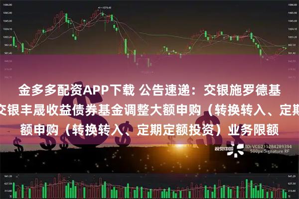 金多多配资APP下载 公告速递：交银施罗德基金管理有限公司关于交银丰晟收益债券基金调整大额申购（转换转入、定期定额投资）业务限额