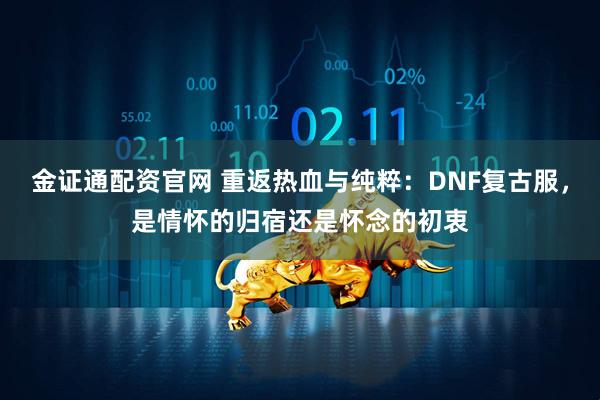 金证通配资官网 重返热血与纯粹：DNF复古服，是情怀的归宿还是怀念的初衷